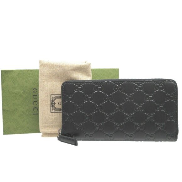 GUCCI Guccissima 307987 Black Leather Round Long Wallet - Picture 3 of 9